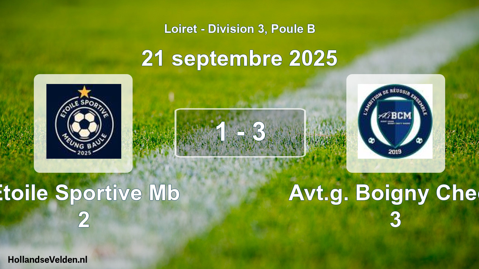 Total number of matches played: Etoile Sportive Mb 2 - Avt.g. Boigny Checy 3 1 - 3 (21 September 2025)