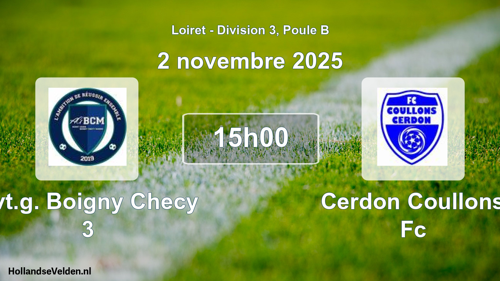 Geplande wedstrijd: Avt.g. Boigny Checy 3 - Cerdon Coullons Fc (2 november 2025)