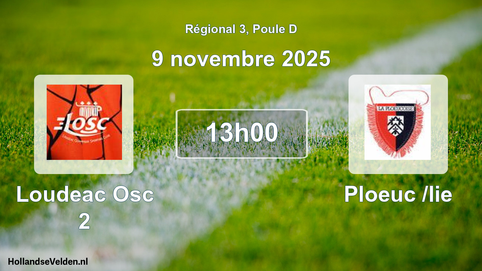 Geplande wedstrijd: Loudeac Osc 2 - Ploeuc /lie (9 novembre 2025)