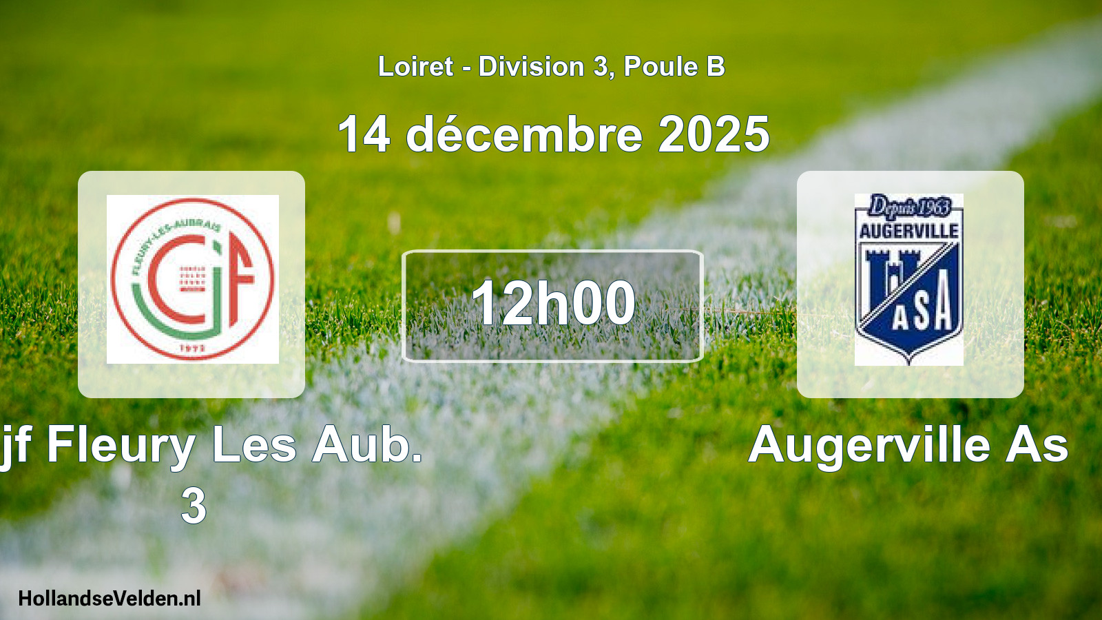Scheduled Match: Cjf Fleury Les Aub. 3 - Augerville As (14 December 2025)