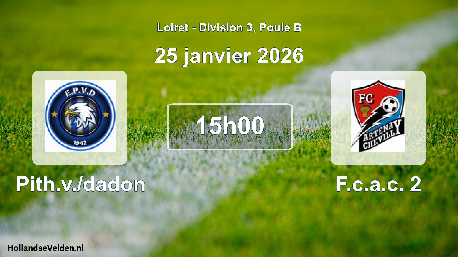 Geplande wedstrijd: Pith.v./dadon - F.c.a.c. 2 (25 janvier 2026)