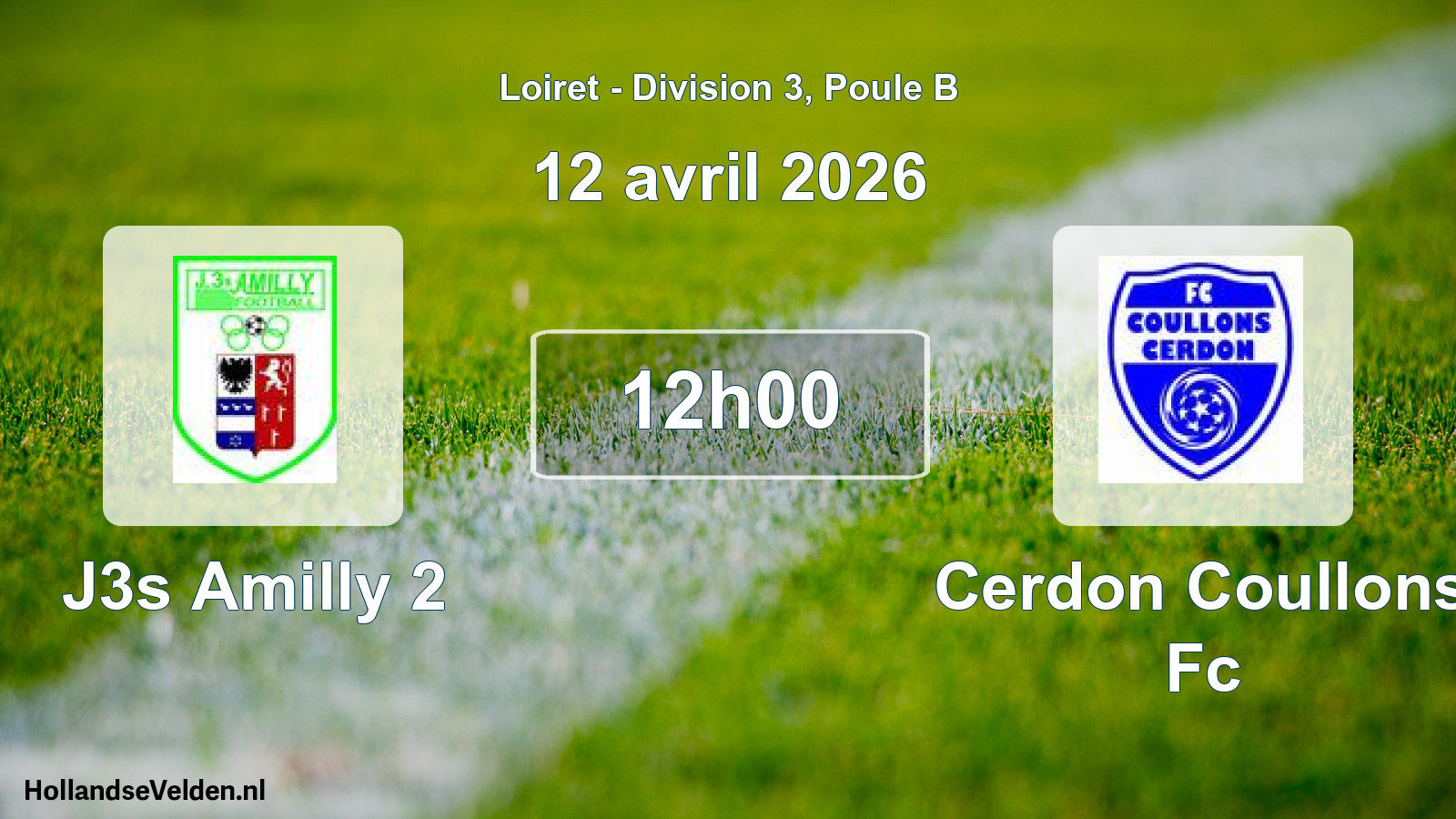 Geplande wedstrijd: J3s Amilly 2 - Cerdon Coullons Fc (12 avril 2026)