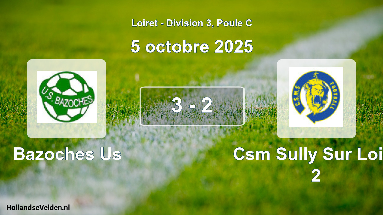 Gespeelde wedstrijd: Bazoches Us - Csm Sully Sur Loire 2 3 - 2 (5 octobre 2025)