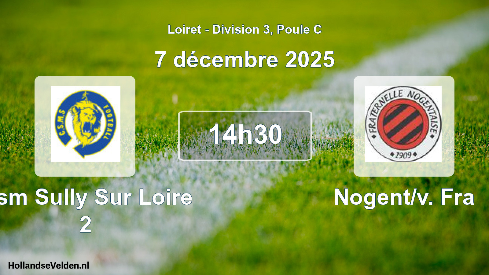 Geplande wedstrijd: Csm Sully Sur Loire 2 - Nogent/v. Fra (7 décembre 2025)