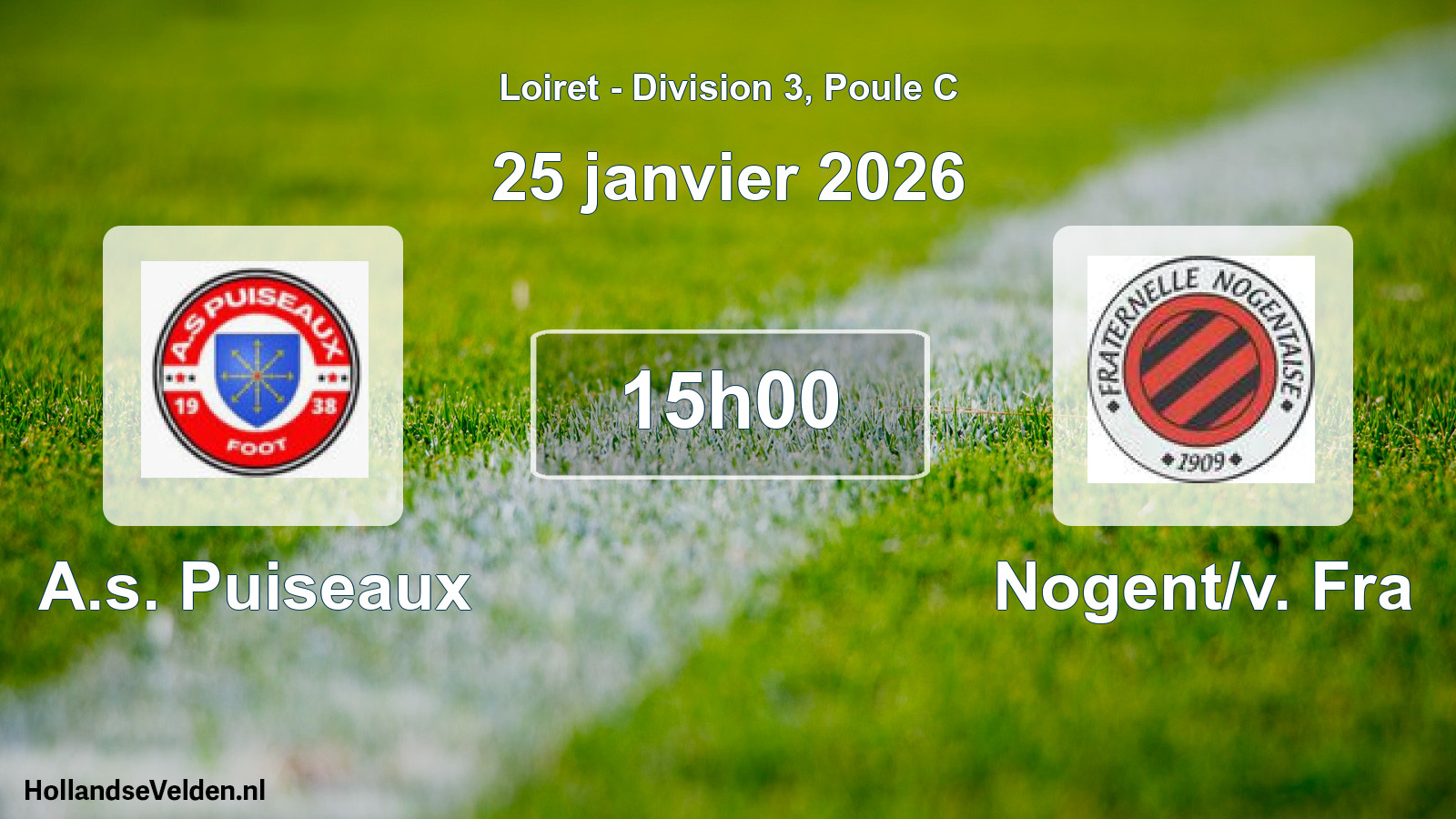 Geplande wedstrijd: A.s. Puiseaux - Nogent/v. Fra (25 januari 2026)