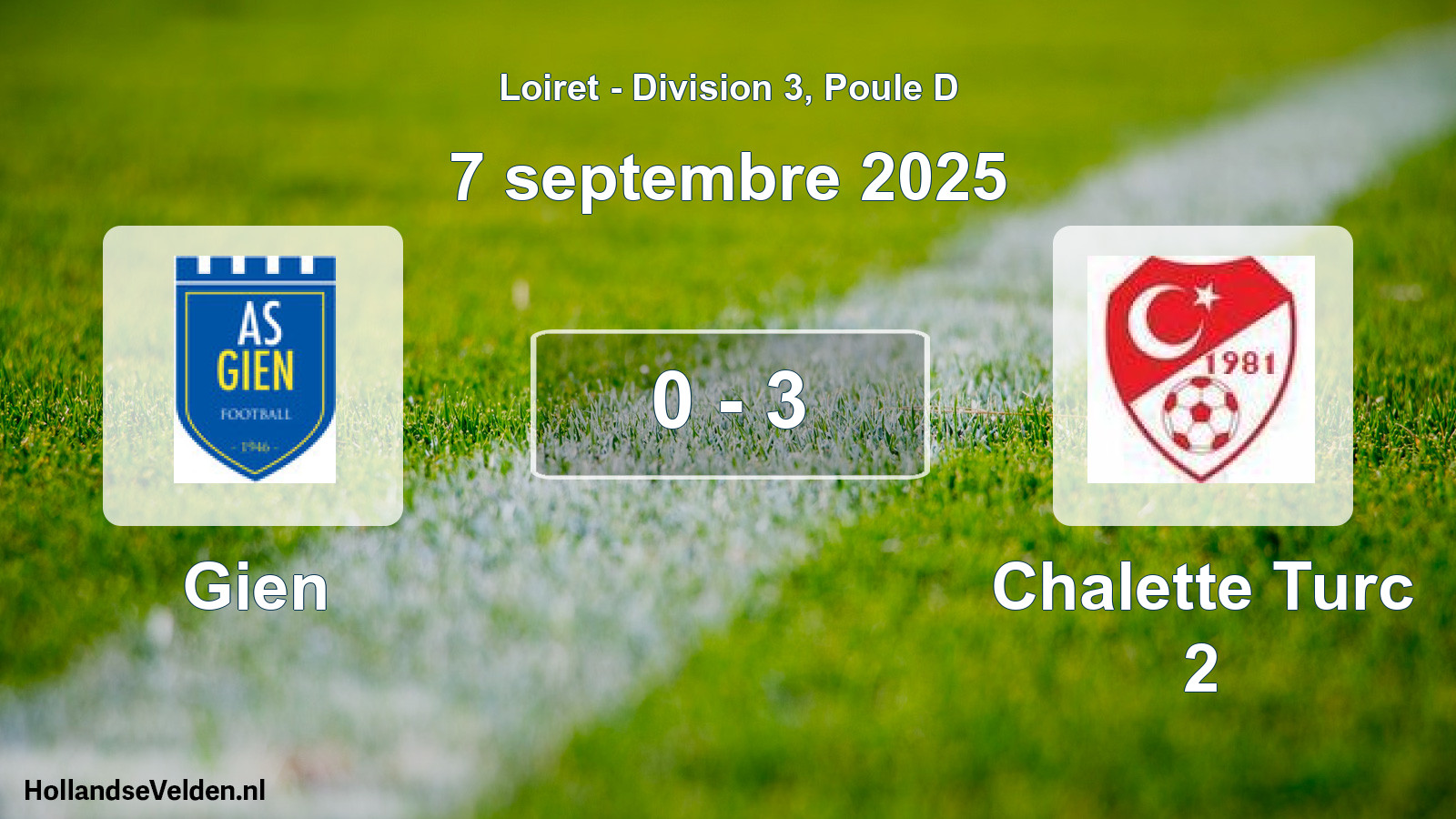 Gespeelde wedstrijd: Gien - Chalette Turc 2 0 - 3 (7 septembre 2025)