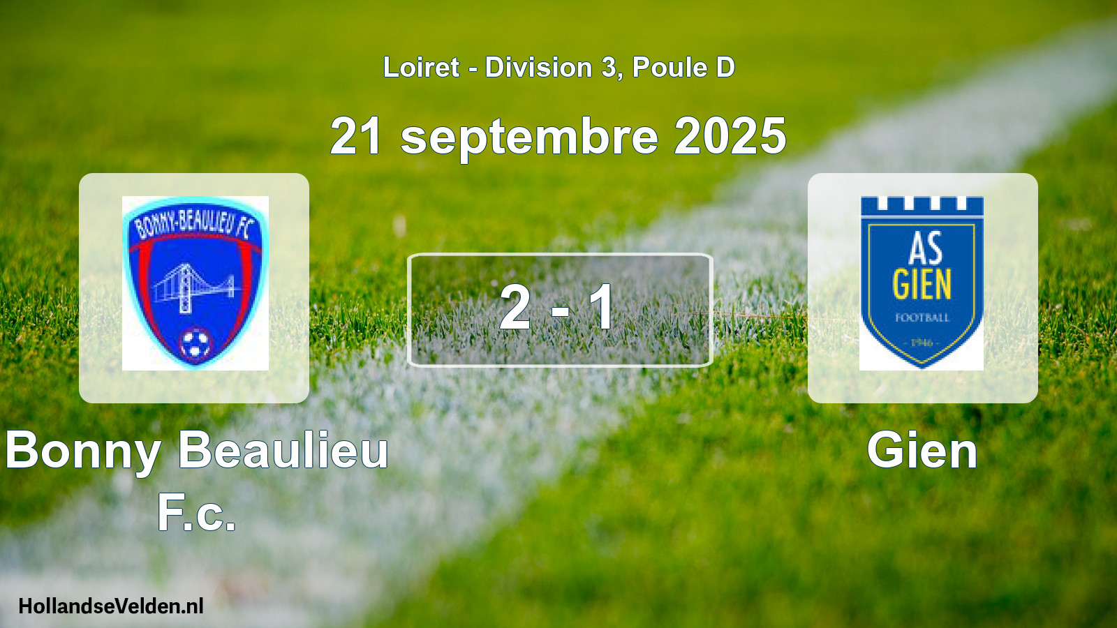 Gespeelde wedstrijd: Bonny Beaulieu F.c. - Gien 2 - 1 (21 septembre 2025)