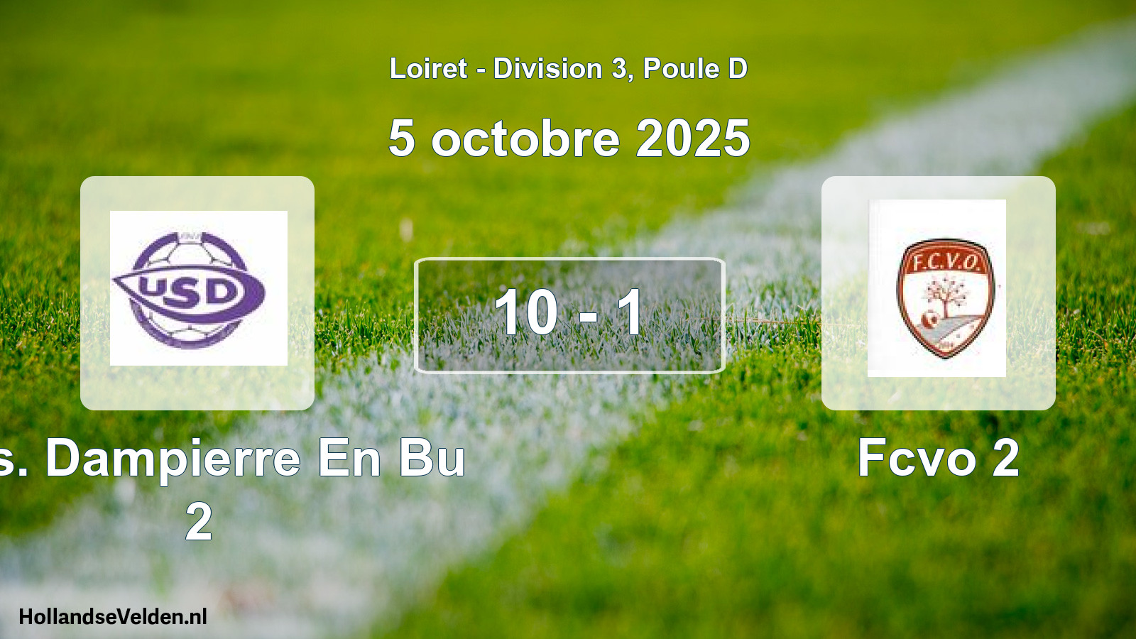 Gespeelde wedstrijd: U.s. Dampierre En Bu 2 - Fcvo 2 10 - 1 (5 octobre 2025)