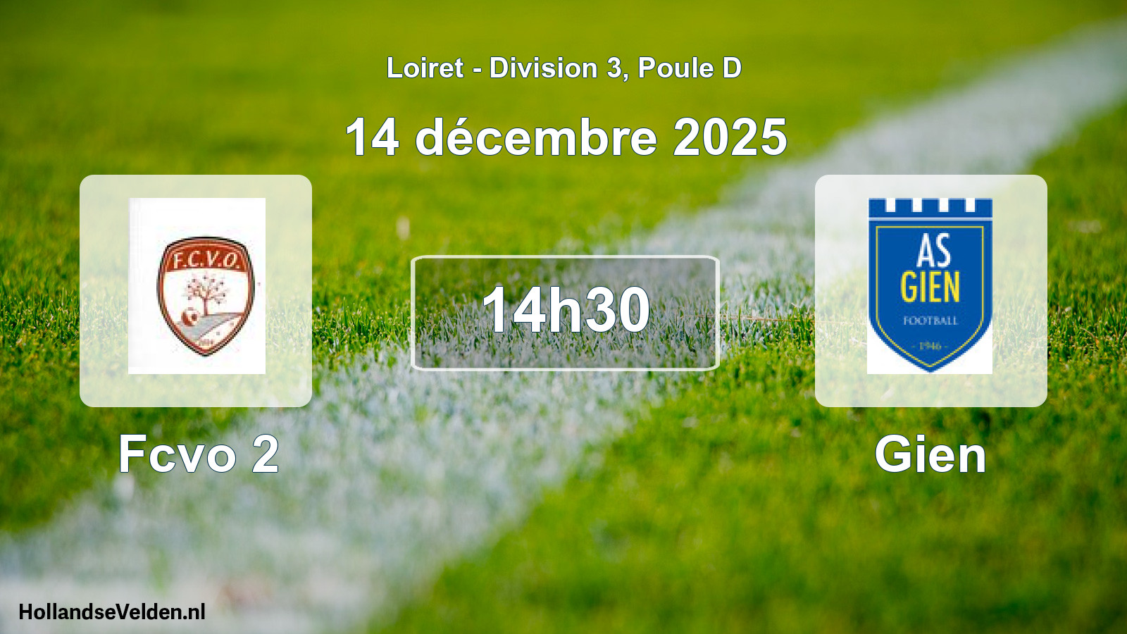 Geplande wedstrijd: Fcvo 2 - Gien (14 décembre 2025)