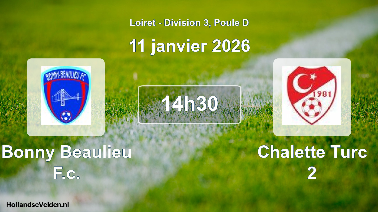 Geplande wedstrijd: Bonny Beaulieu F.c. - Chalette Turc 2 (11 janvier 2026)