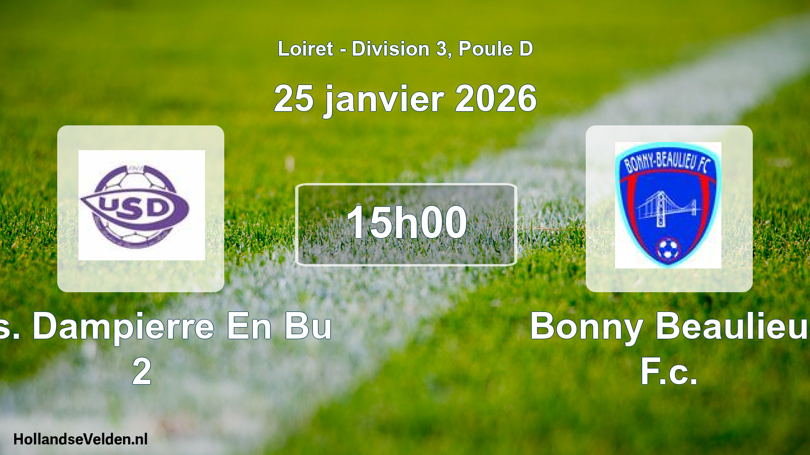 Geplande wedstrijd: U.s. Dampierre En Bu 2 - Bonny Beaulieu F.c. (25 janvier 2026)