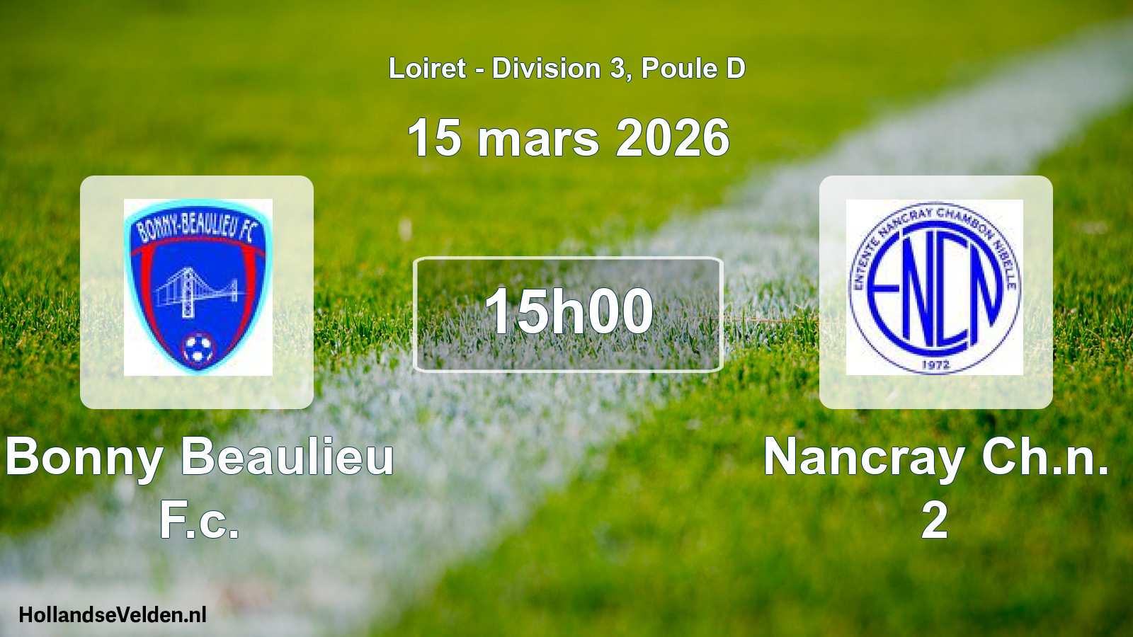 Scheduled Match: Bonny Beaulieu F.c. - Nancray Ch.n. 2 (15 March 2026)