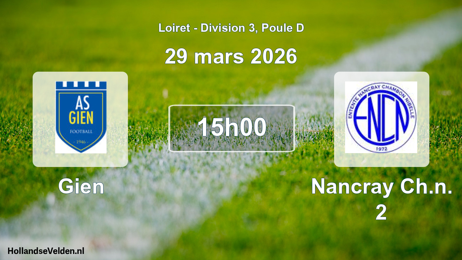 Geplande wedstrijd: Gien - Nancray Ch.n. 2 (29 mars 2026)