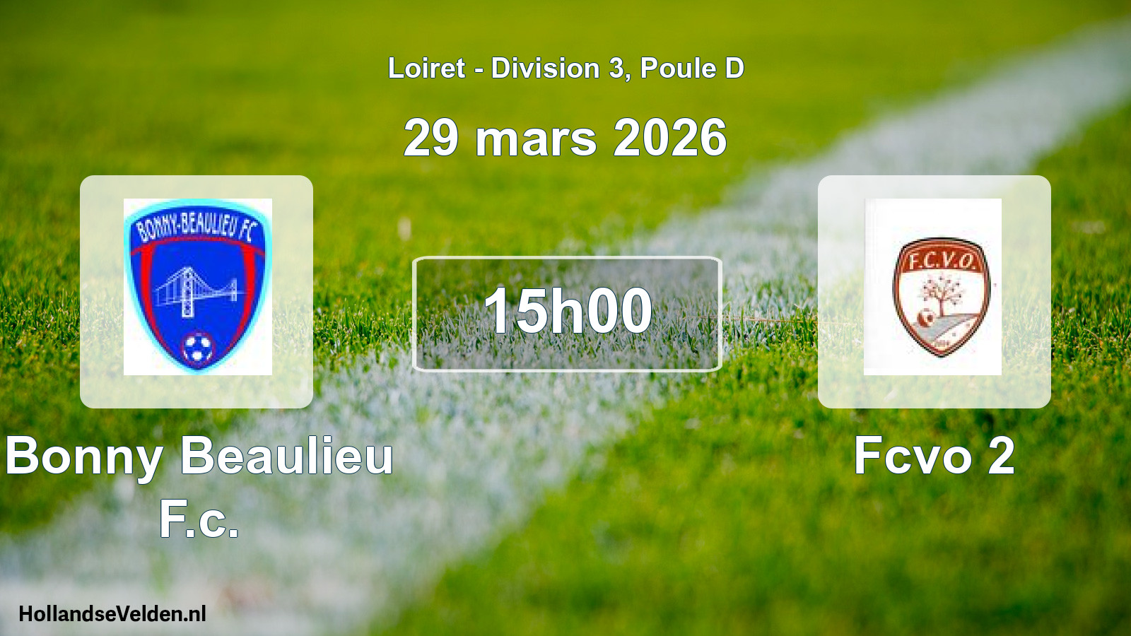 Geplande wedstrijd: Bonny Beaulieu F.c. - Fcvo 2 (29 mars 2026)