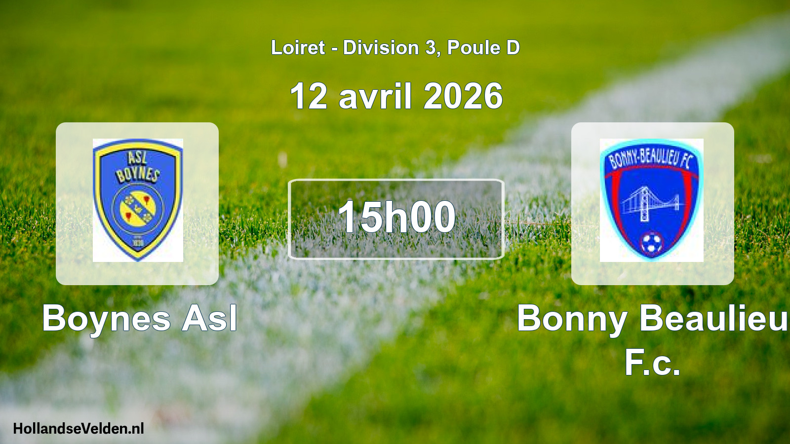 Geplande wedstrijd: Boynes Asl - Bonny Beaulieu F.c. (12 avril 2026)
