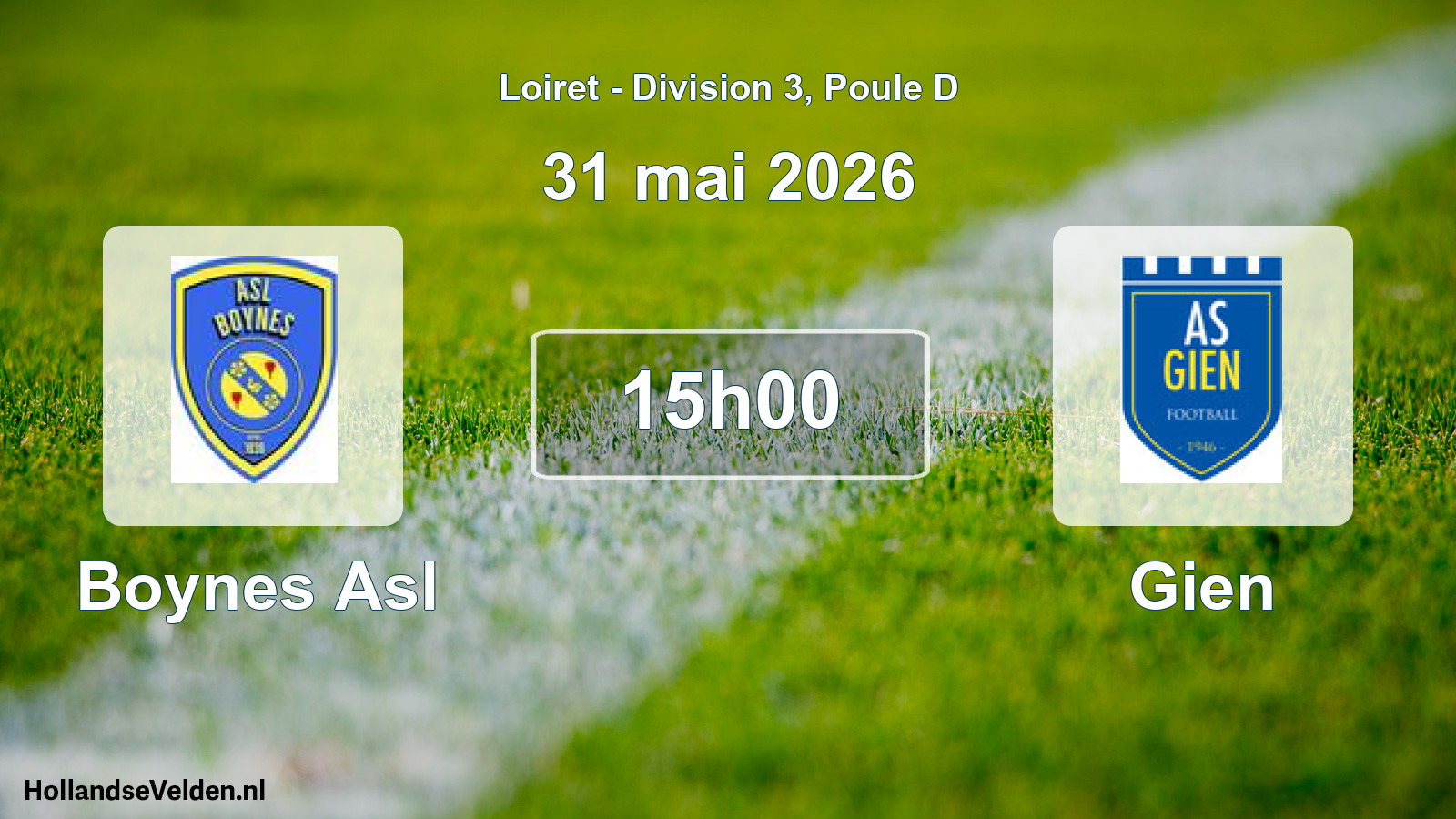 Geplande wedstrijd: Boynes Asl - Gien (31 mai 2026)