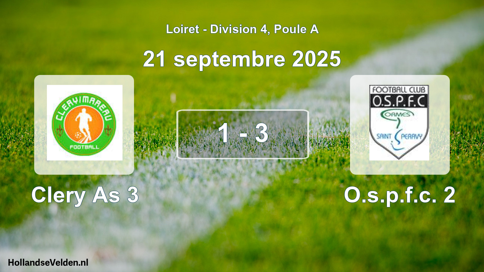 Gespeelde wedstrijd: Clery As 3 - O.s.p.f.c. 2 1 - 3 (21 septembre 2025)