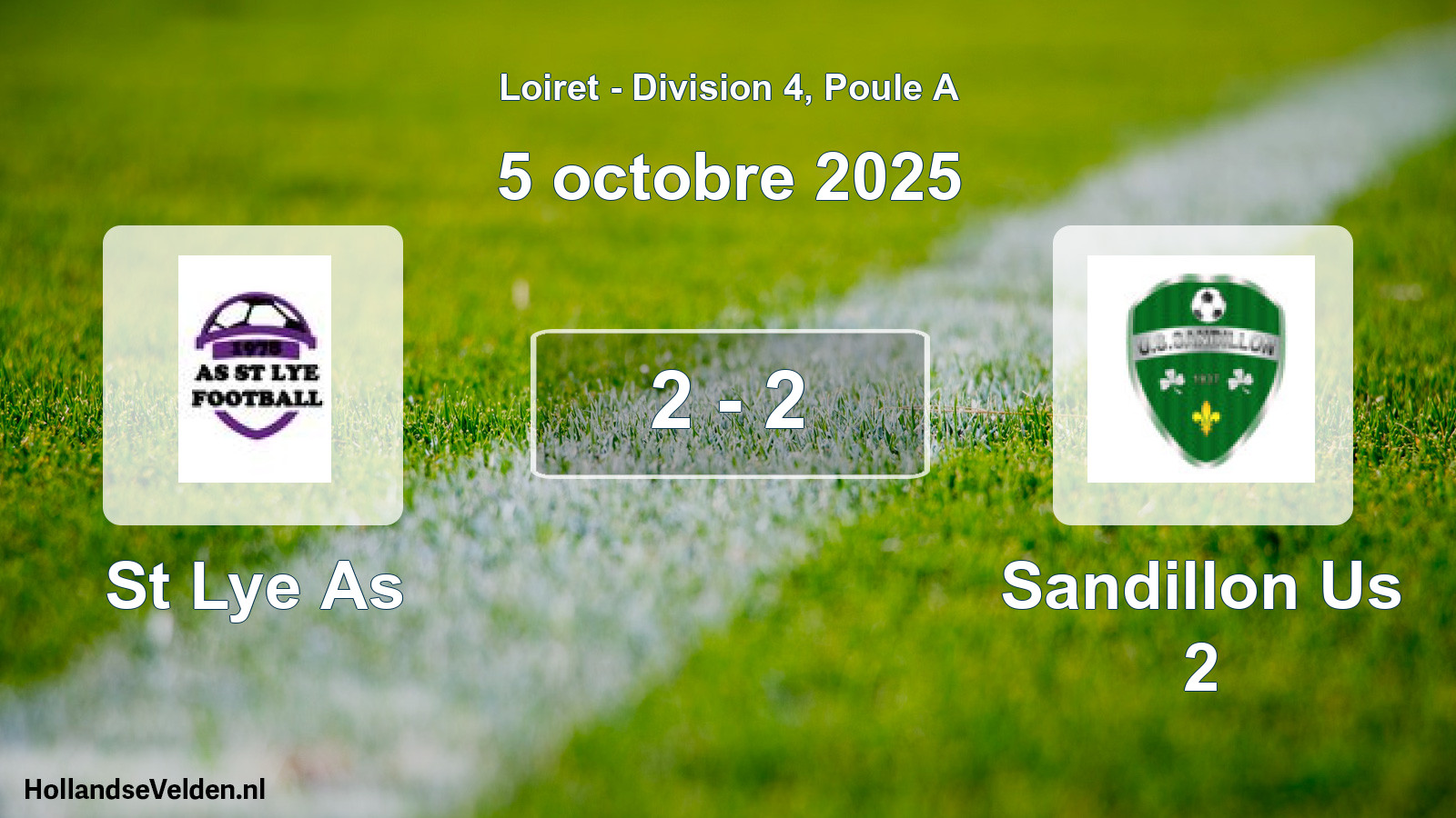 Total number of matches played: St Lye As - Sandillon Us 2 2 - 2 (5 October 2025)