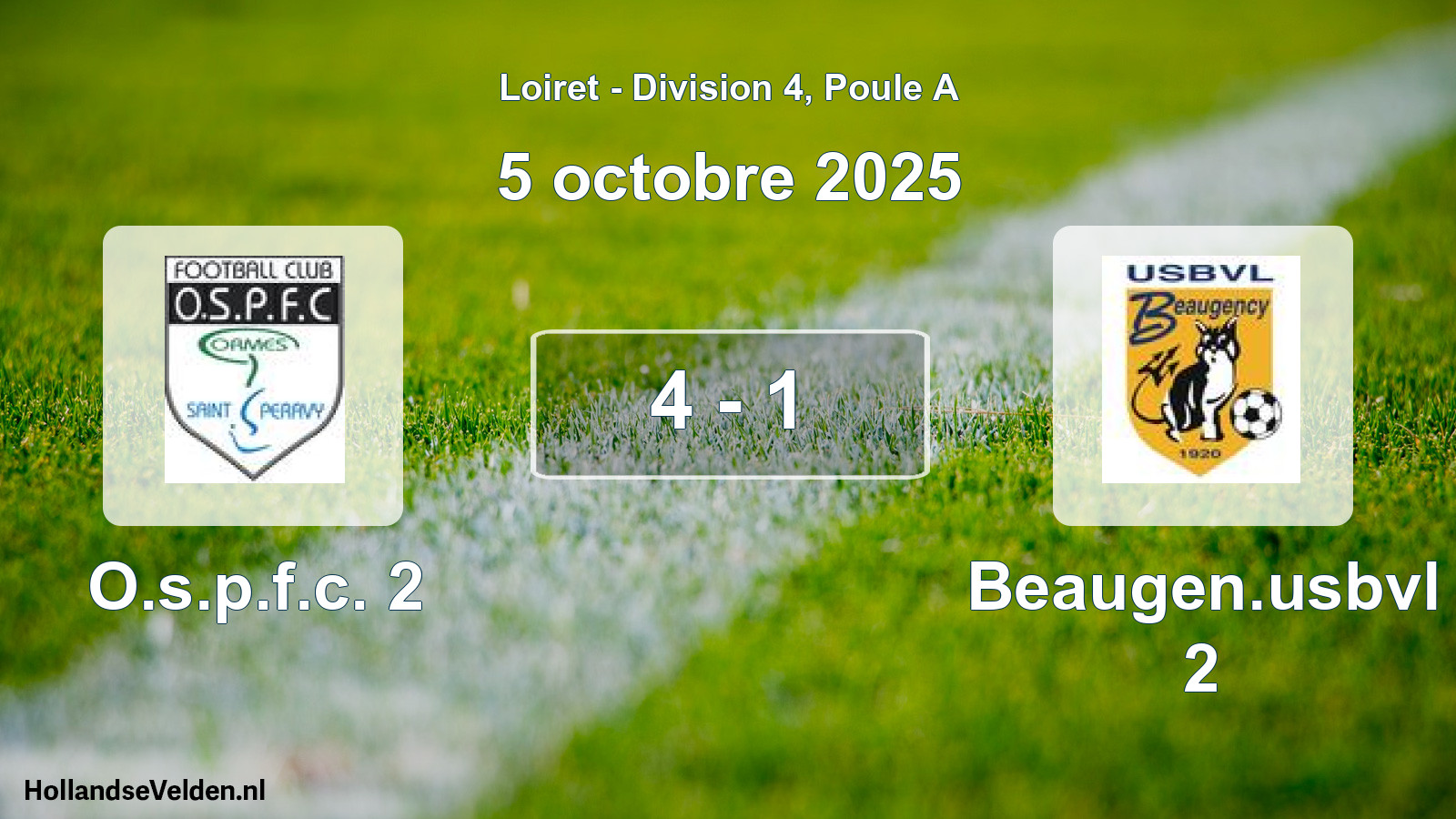 Gespeelde wedstrijd: O.s.p.f.c. 2 - Beaugen.usbvl 2 4 - 1 (5 octobre 2025)