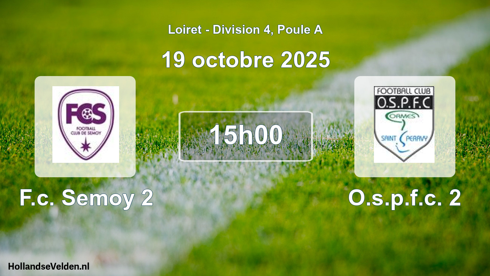 Geplande wedstrijd: F.c. Semoy 2 - O.s.p.f.c. 2 (19 oktober 2025)