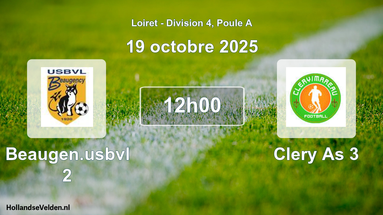 Geplande wedstrijd: Beaugen.usbvl 2 - Clery As 3 (19 octobre 2025)