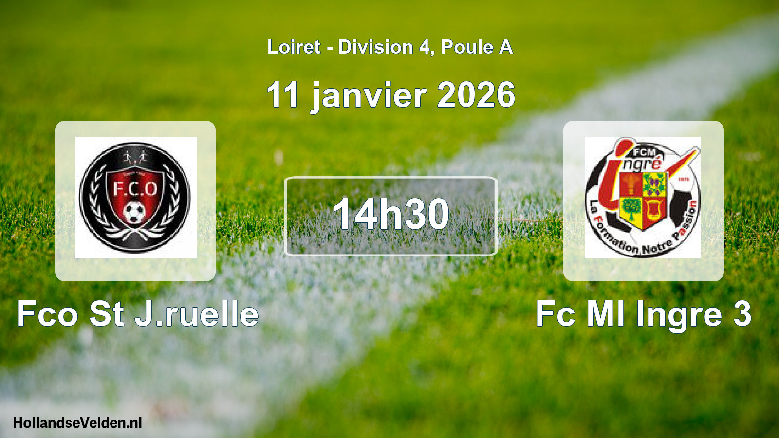 Geplande wedstrijd: Fco St J.ruelle - Fc Ml Ingre 3 (11 janvier 2026)