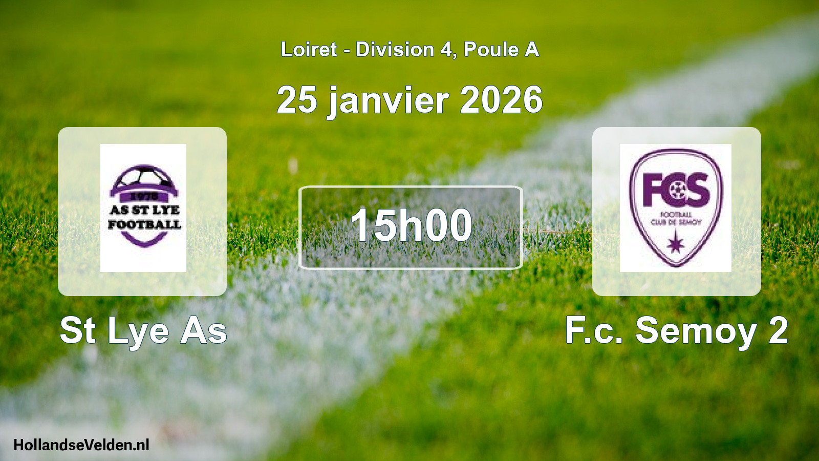 Geplande wedstrijd: St Lye As - F.c. Semoy 2 (25 janvier 2026)