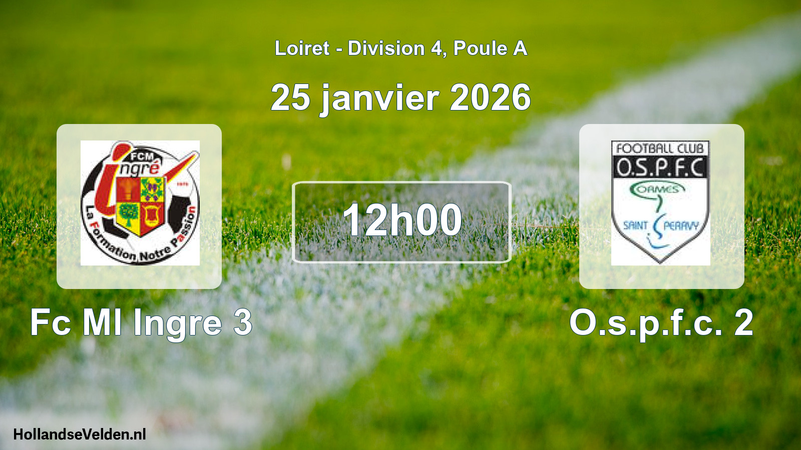 Geplande wedstrijd: Fc Ml Ingre 3 - O.s.p.f.c. 2 (25 janvier 2026)