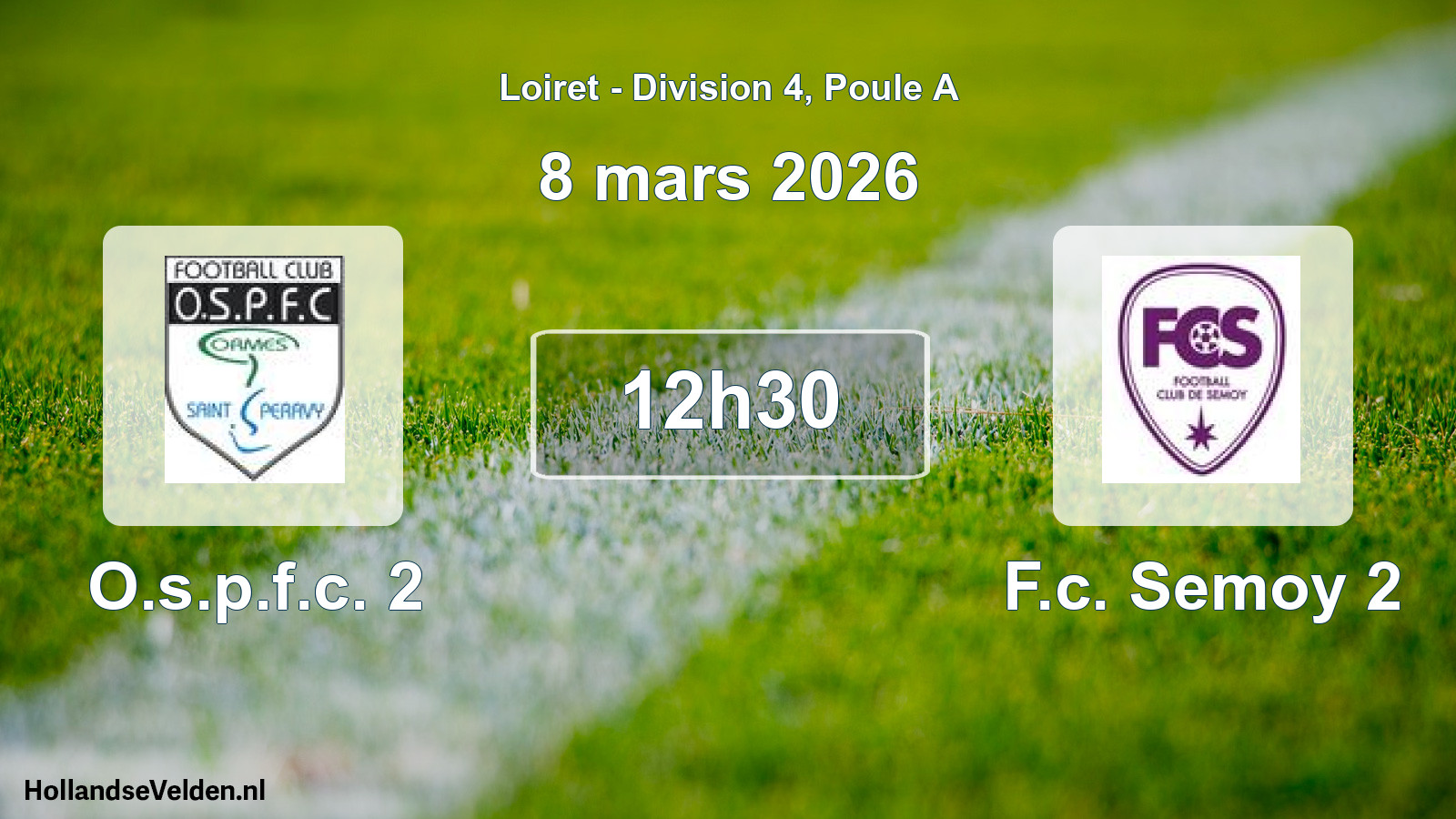 Geplande wedstrijd: O.s.p.f.c. 2 - F.c. Semoy 2 (8 mars 2026)