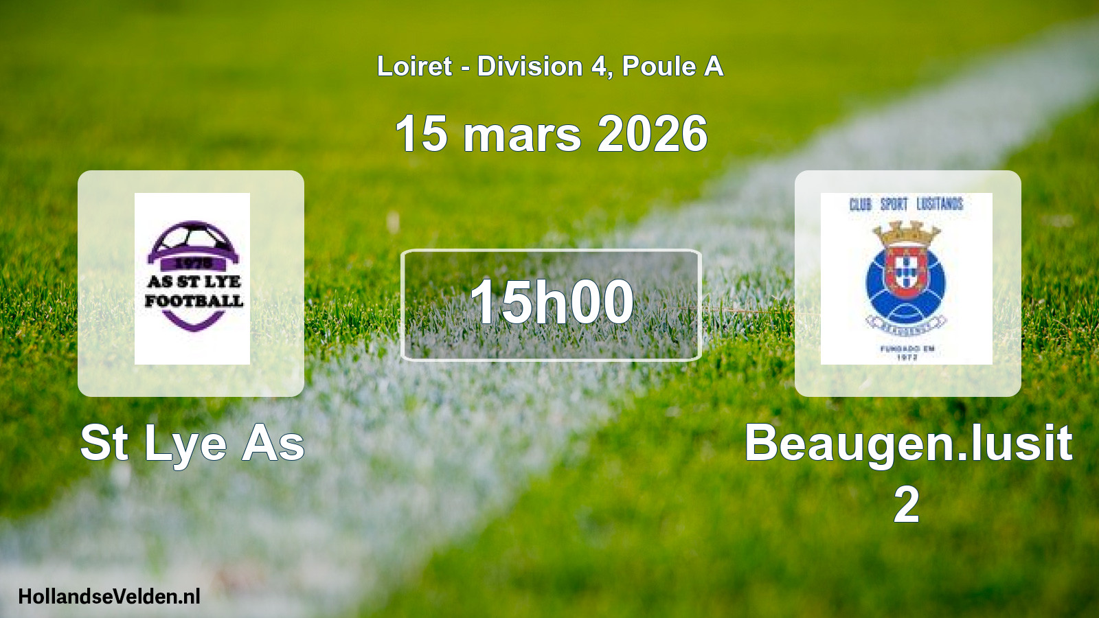 Geplande wedstrijd: St Lye As - Beaugen.lusit 2 (15 mars 2026)
