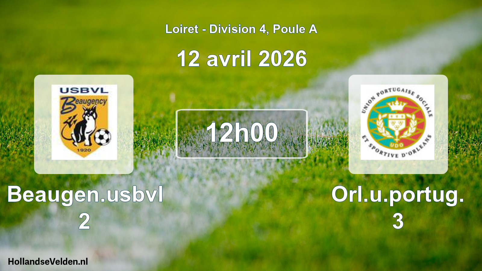 Geplande wedstrijd: Beaugen.usbvl 2 - Orl.u.portug. 3 (12 avril 2026)