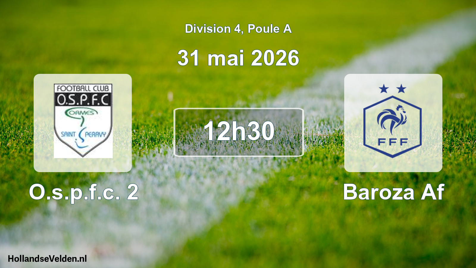 Geplande wedstrijd: O.s.p.f.c. 2 - Baroza Af (31 mei 2026)