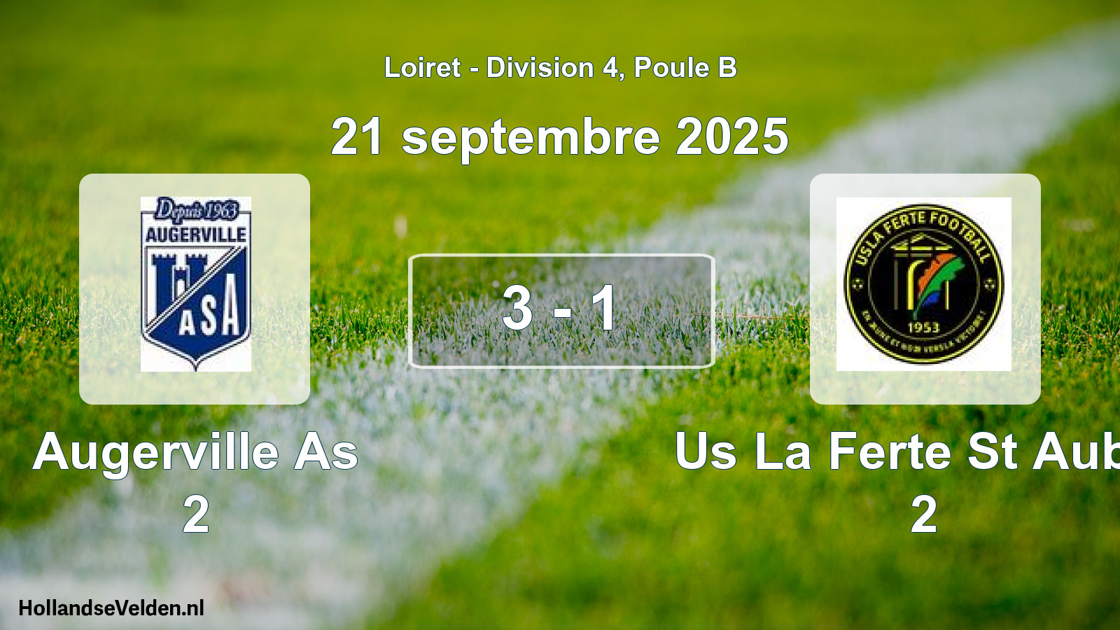 Gespeelde wedstrijd: Augerville As 2 - Us La Ferte St Aubin 2 3 - 1 (21 septembre 2025)