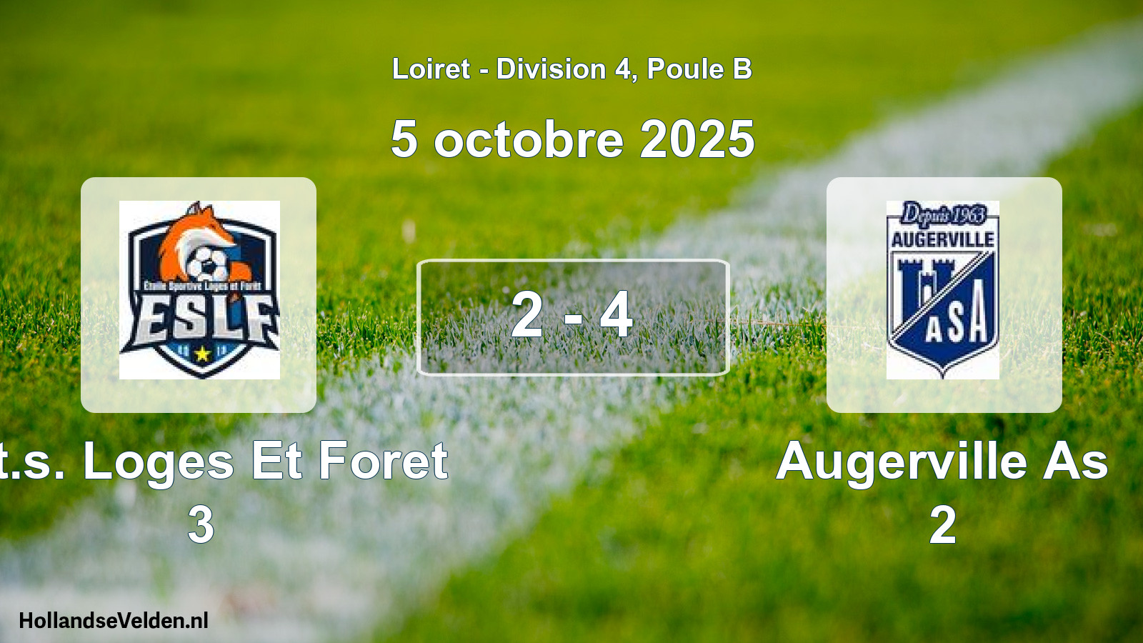 Gespeelde wedstrijd: Et.s. Loges Et Foret 3 - Augerville As 2 2 - 4 (5 octobre 2025)