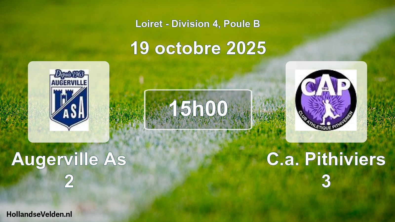 Geplande wedstrijd: Augerville As 2 - C.a. Pithiviers 3 (19 octobre 2025)
