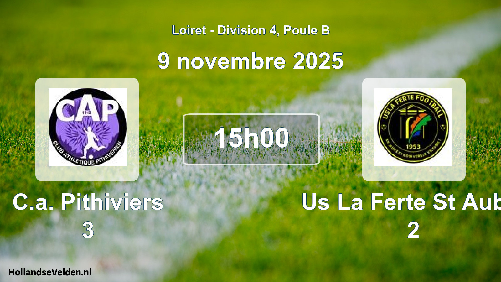 Geplande wedstrijd: C.a. Pithiviers 3 - Us La Ferte St Aubin 2 (9 novembre 2025)