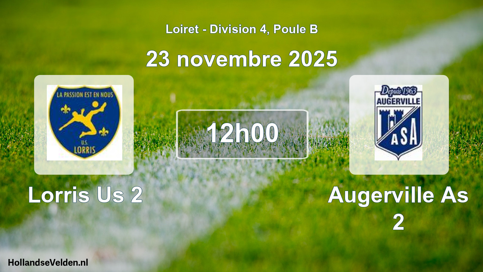 Geplande wedstrijd: Lorris Us 2 - Augerville As 2 (23 novembre 2025)