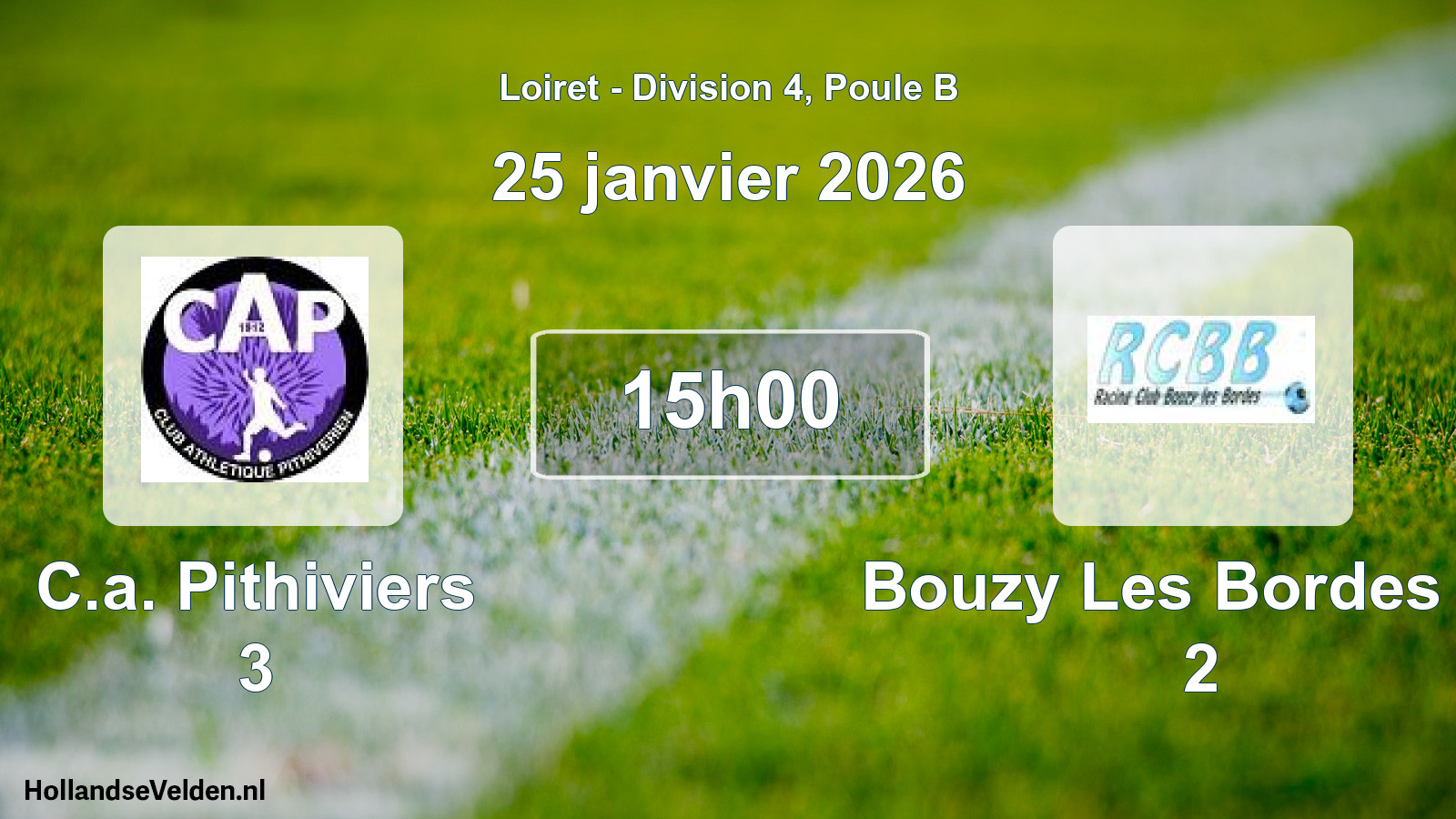 Geplande wedstrijd: C.a. Pithiviers 3 - Bouzy Les Bordes Rc 2 (25 januari 2026)