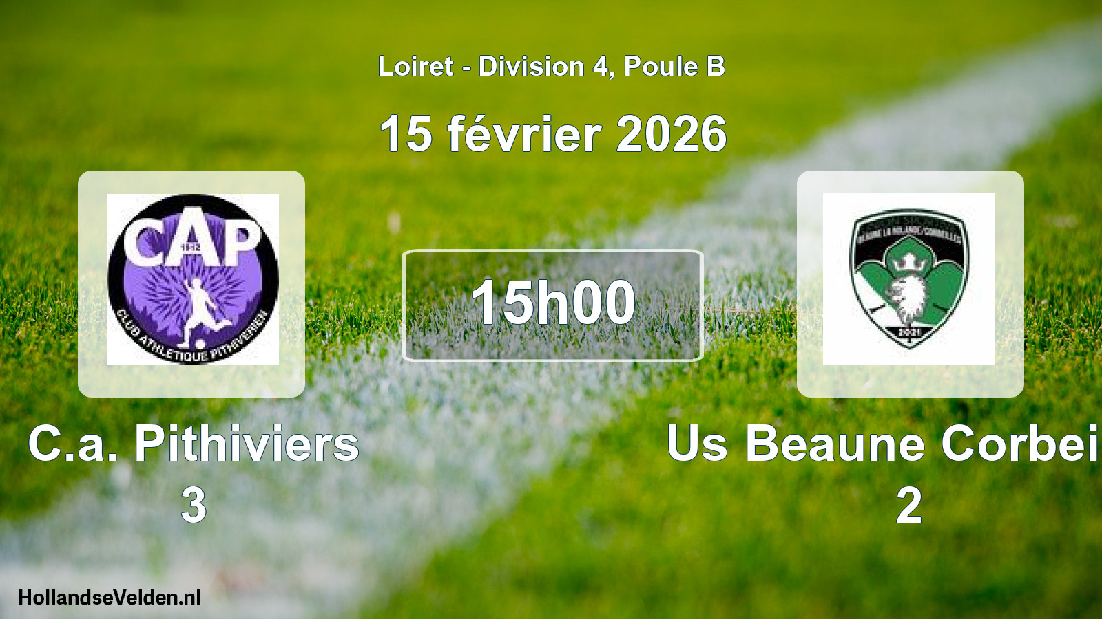 Geplande wedstrijd: C.a. Pithiviers 3 - Us Beaune Corbeille 2 (15 février 2026)