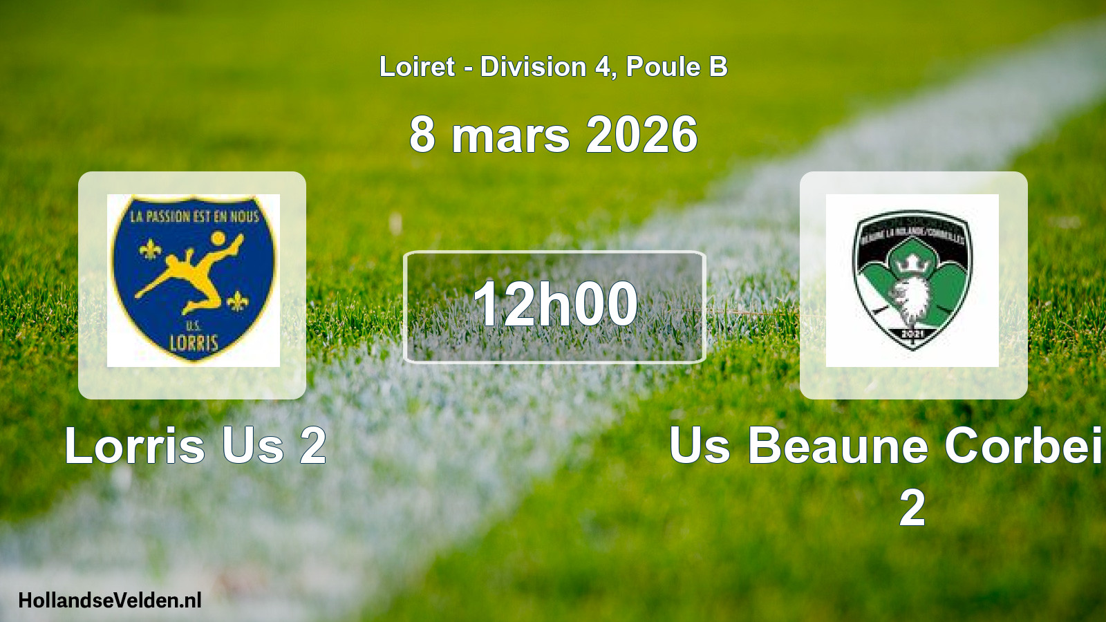 Geplande wedstrijd: Lorris Us 2 - Us Beaune Corbeille 2 (8 maart 2026)