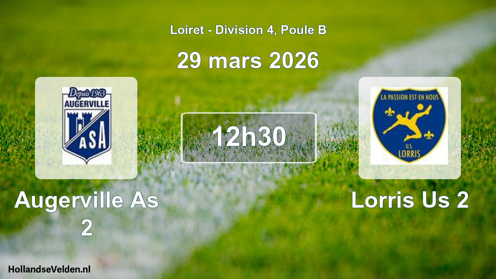 Geplande wedstrijd: Augerville As 2 - Lorris Us 2 (29 mars 2026)