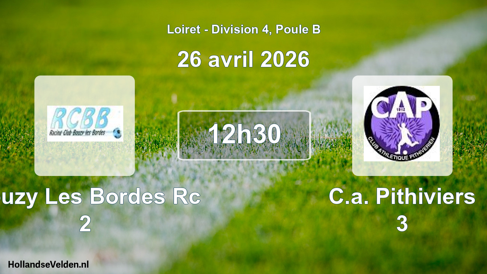 Geplande wedstrijd: Bouzy Les Bordes Rc 2 - C.a. Pithiviers 3 (26 april 2026)