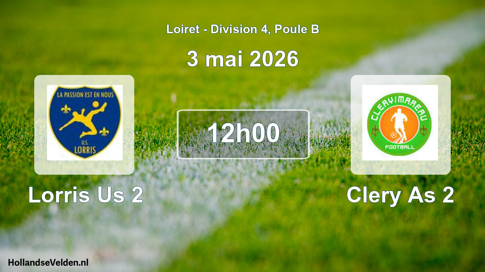Geplande wedstrijd: Lorris Us 2 - Clery As 2 (3 mai 2026)