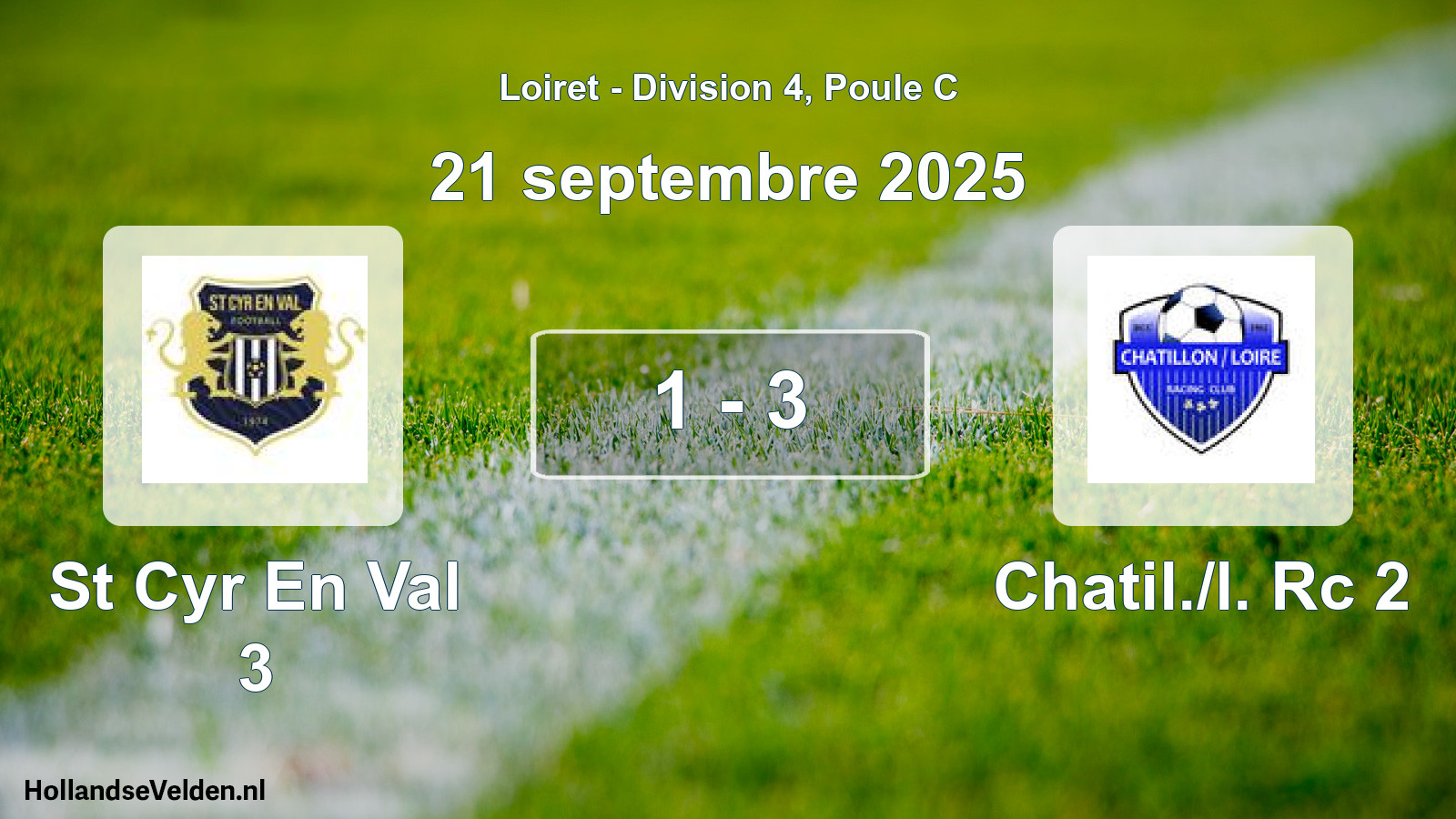 Gespeelde wedstrijd: St Cyr En Val 3 - Chatil./l. Rc 2 1 - 3 (21 septembre 2025)