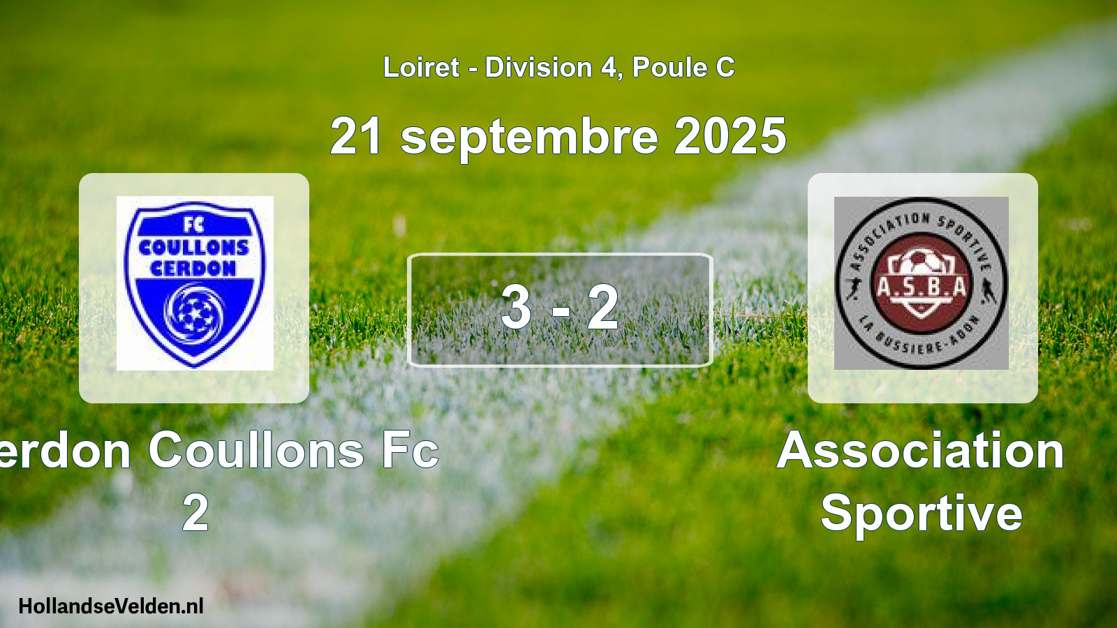 Gespeelde wedstrijd: Cerdon Coullons Fc 2 - Association Sportive 3 - 2 (21 septembre 2025)