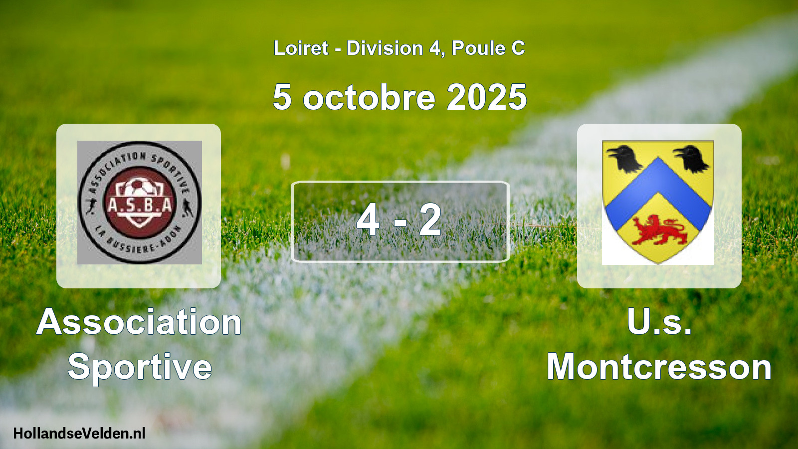 Gespeelde wedstrijd: Association Sportive - U.s. Montcresson 4 - 2 (5 octobre 2025)