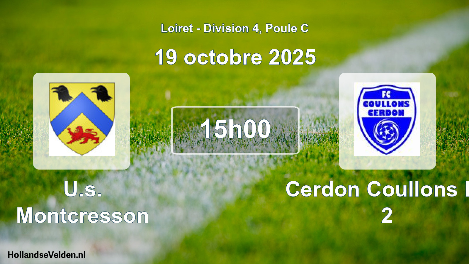 Geplande wedstrijd: U.s. Montcresson - Cerdon Coullons Fc 2 (19 oktober 2025)