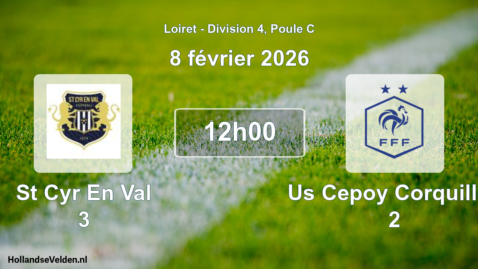 Geplande wedstrijd: St Cyr En Val 3 - Us Cepoy Corquiller. 2 (8 februari 2026)