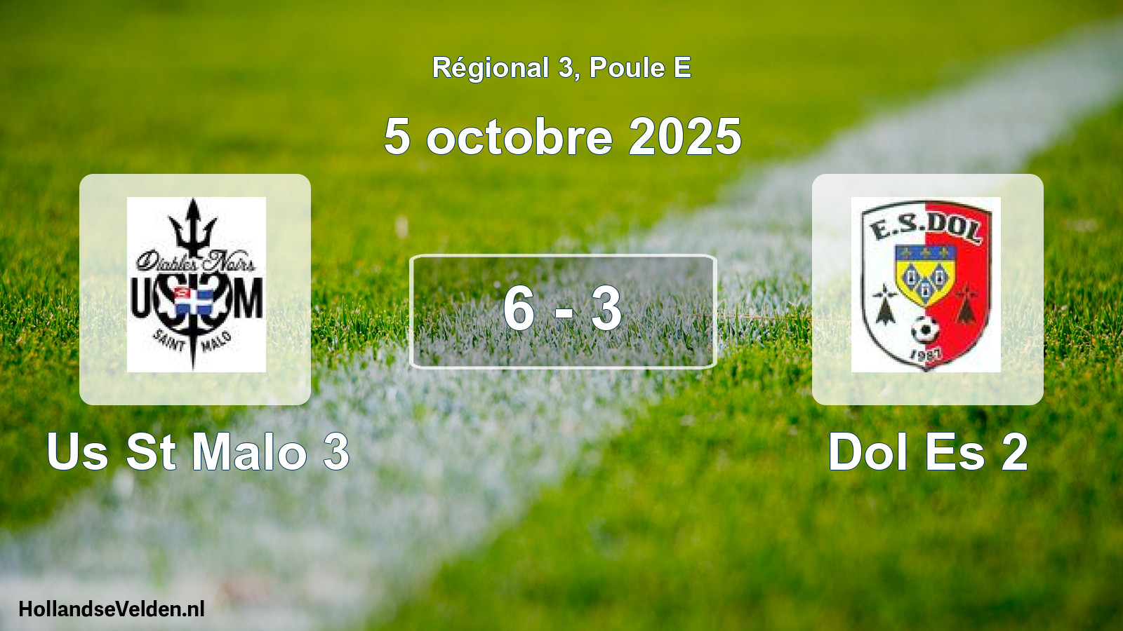 Total number of matches played: Us St Malo 3 - Dol Es 2 6 - 3 (5 October 2025)