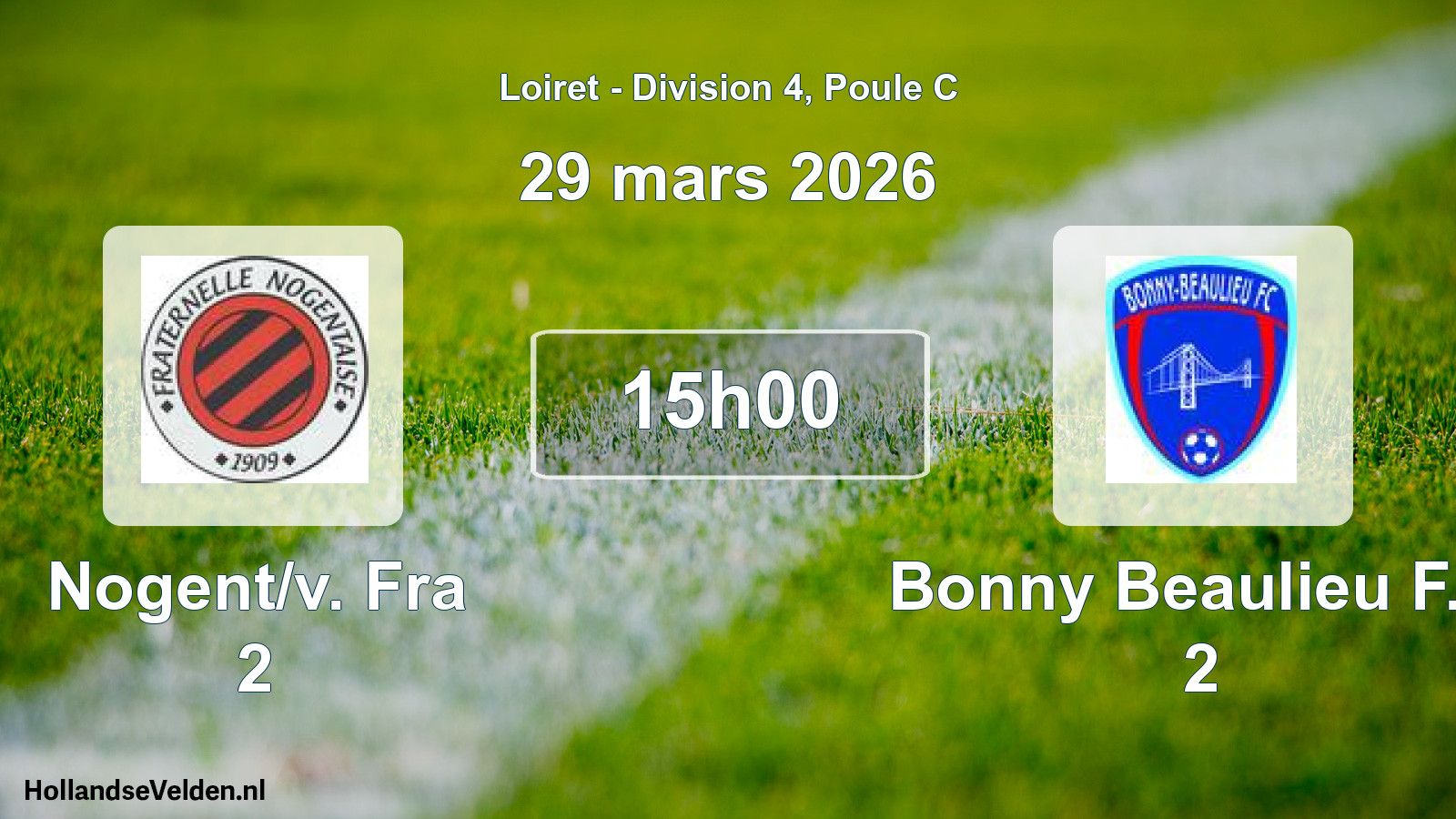Geplande wedstrijd: Nogent/v. Fra 2 - Bonny Beaulieu F.c. 2 (29 mars 2026)